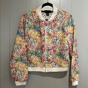 Garcia Floral Bomber Jacket - White Multicolor Size Large